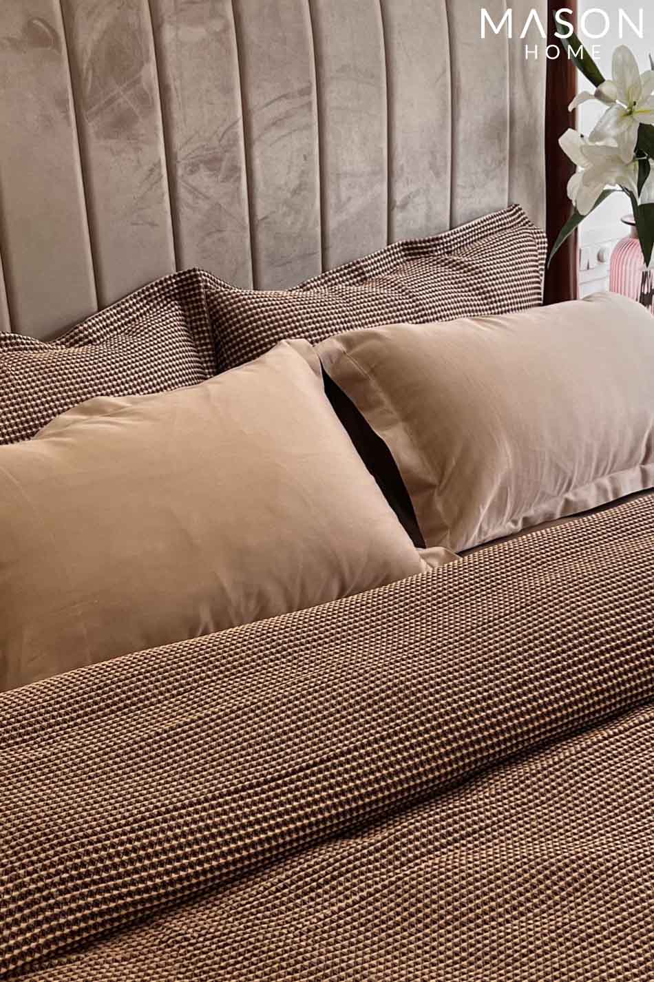 Honeycomb Coffee Woven Duvet Cover