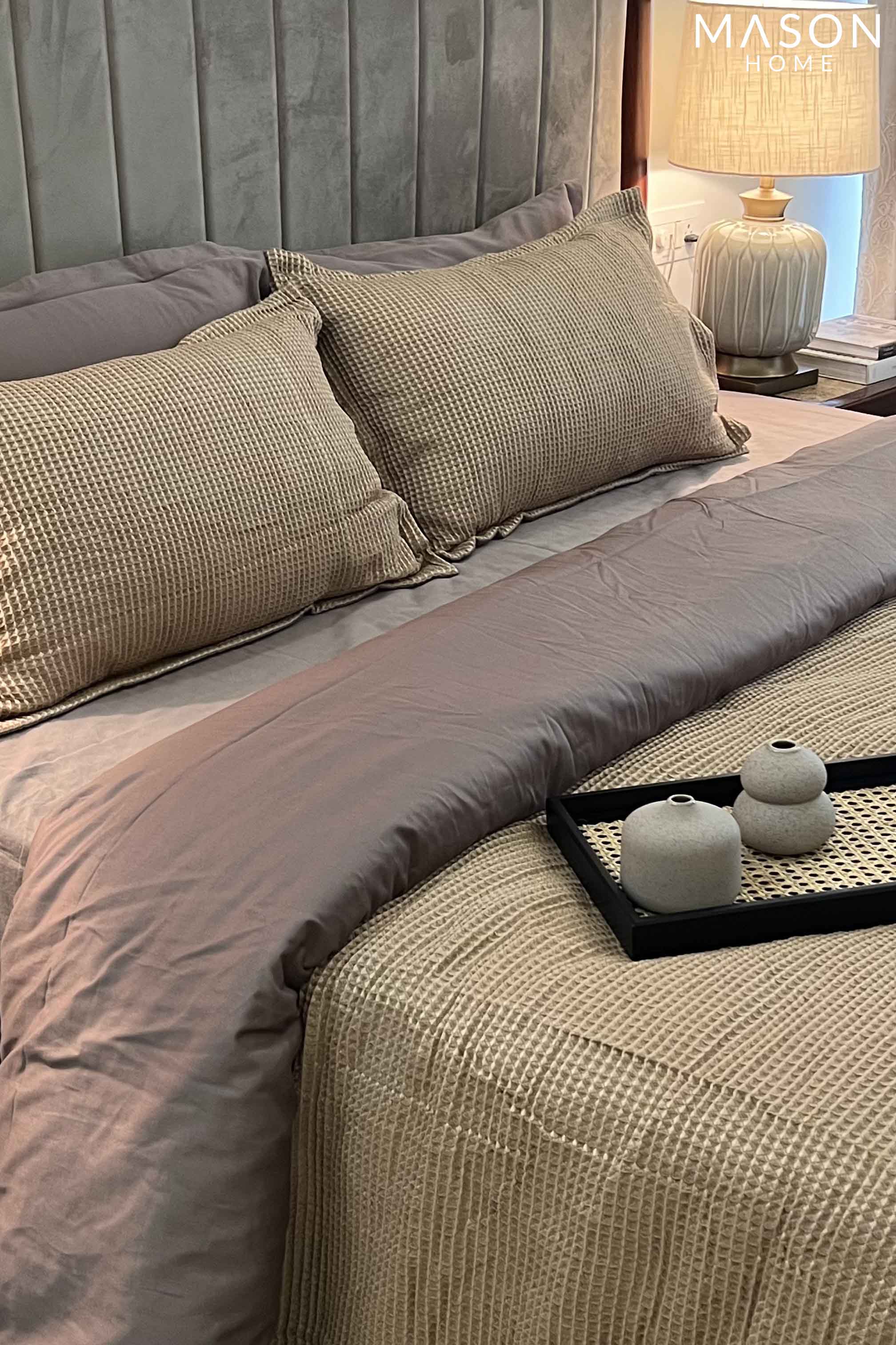 Honeycomb Mocha Woven Duvet Cover