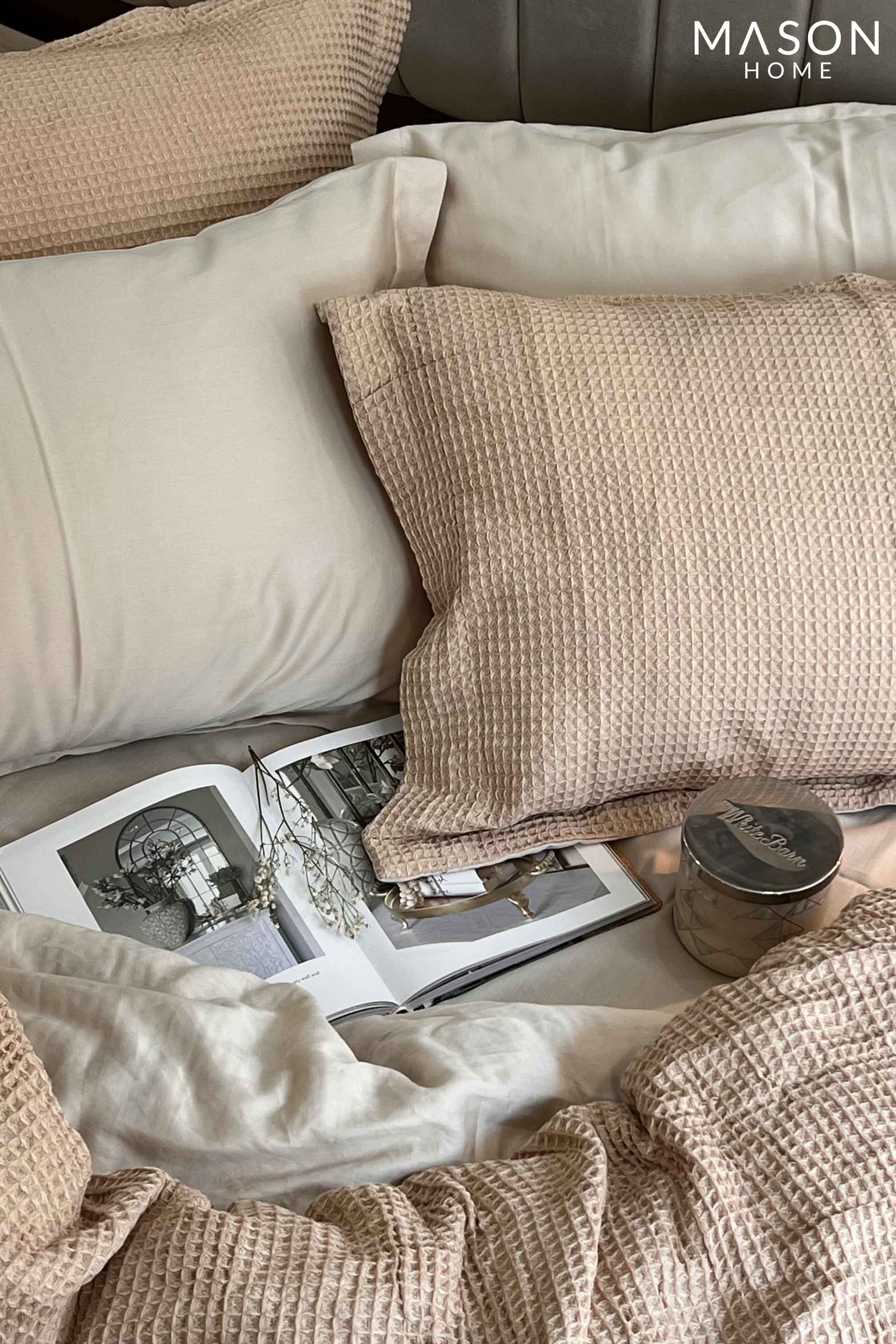 Honeycomb Oats Beige Woven Duvet Cover Set With Bedsheet