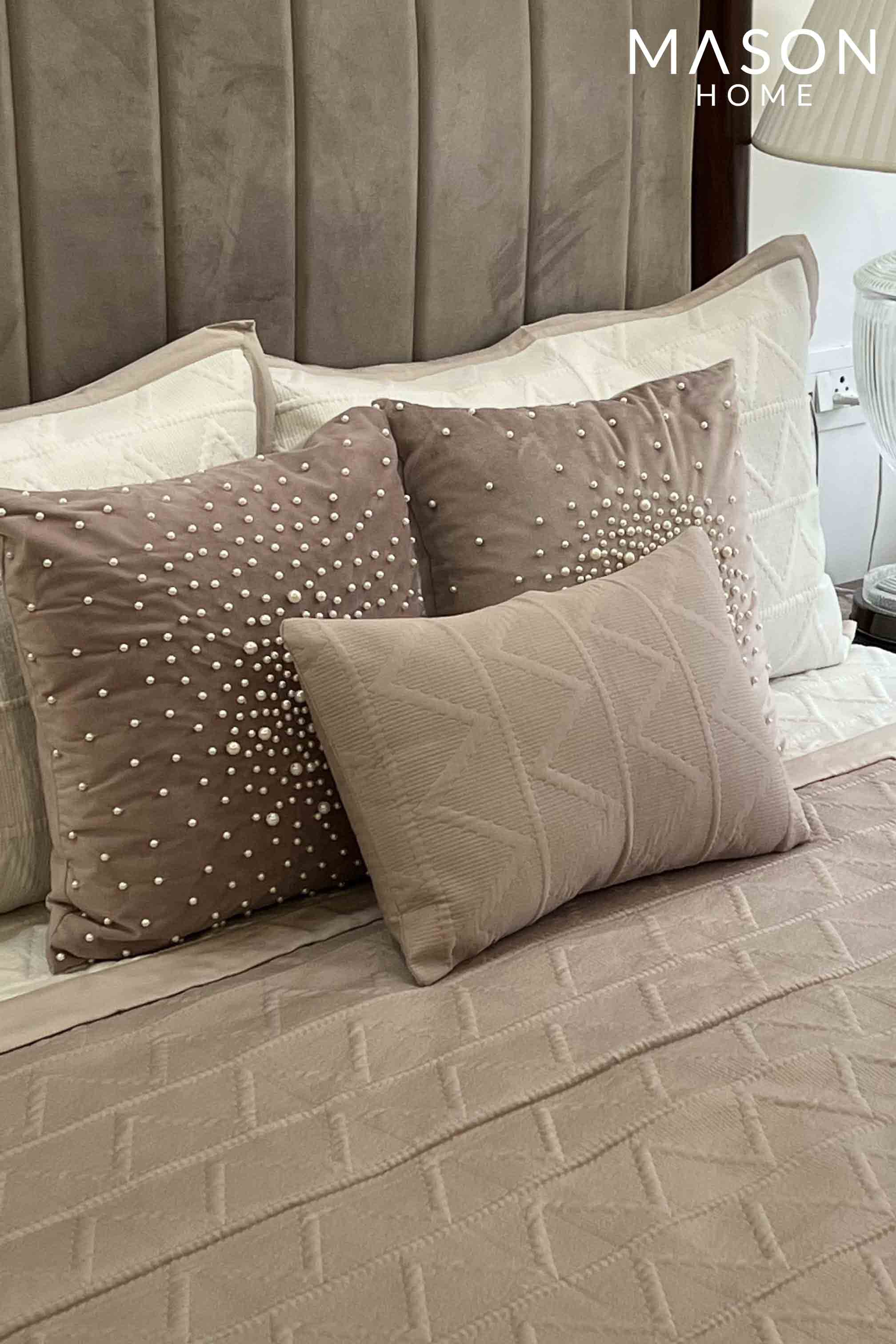 Buff And Ivory Trigon Cotton Reversible Bedspread