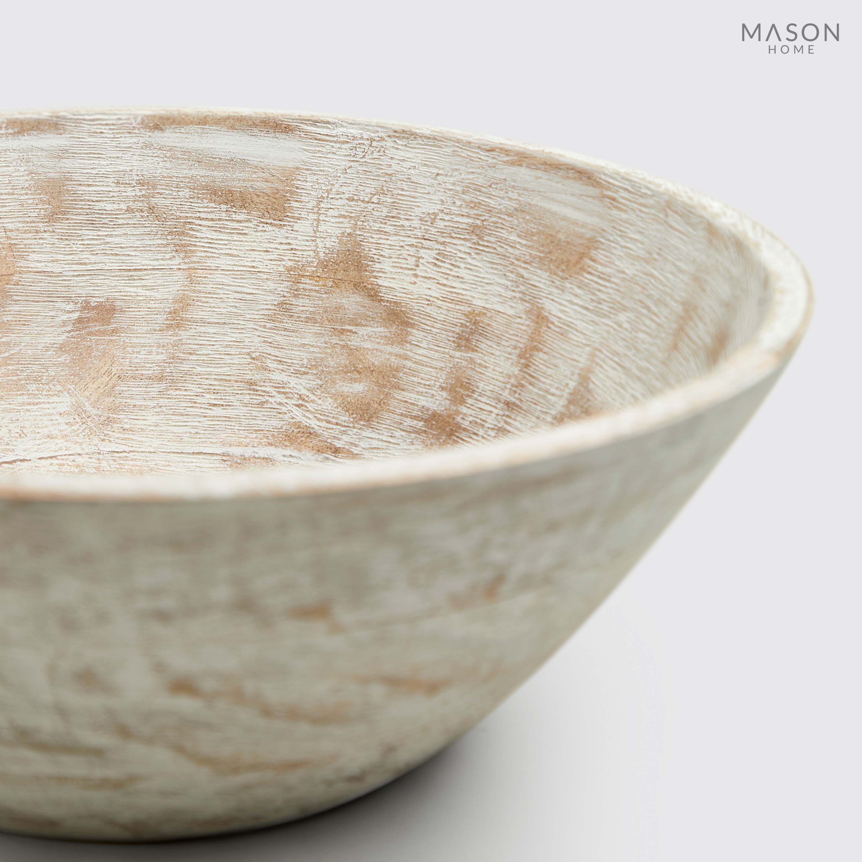 Basic Wooden 12" Bowl Kutch White