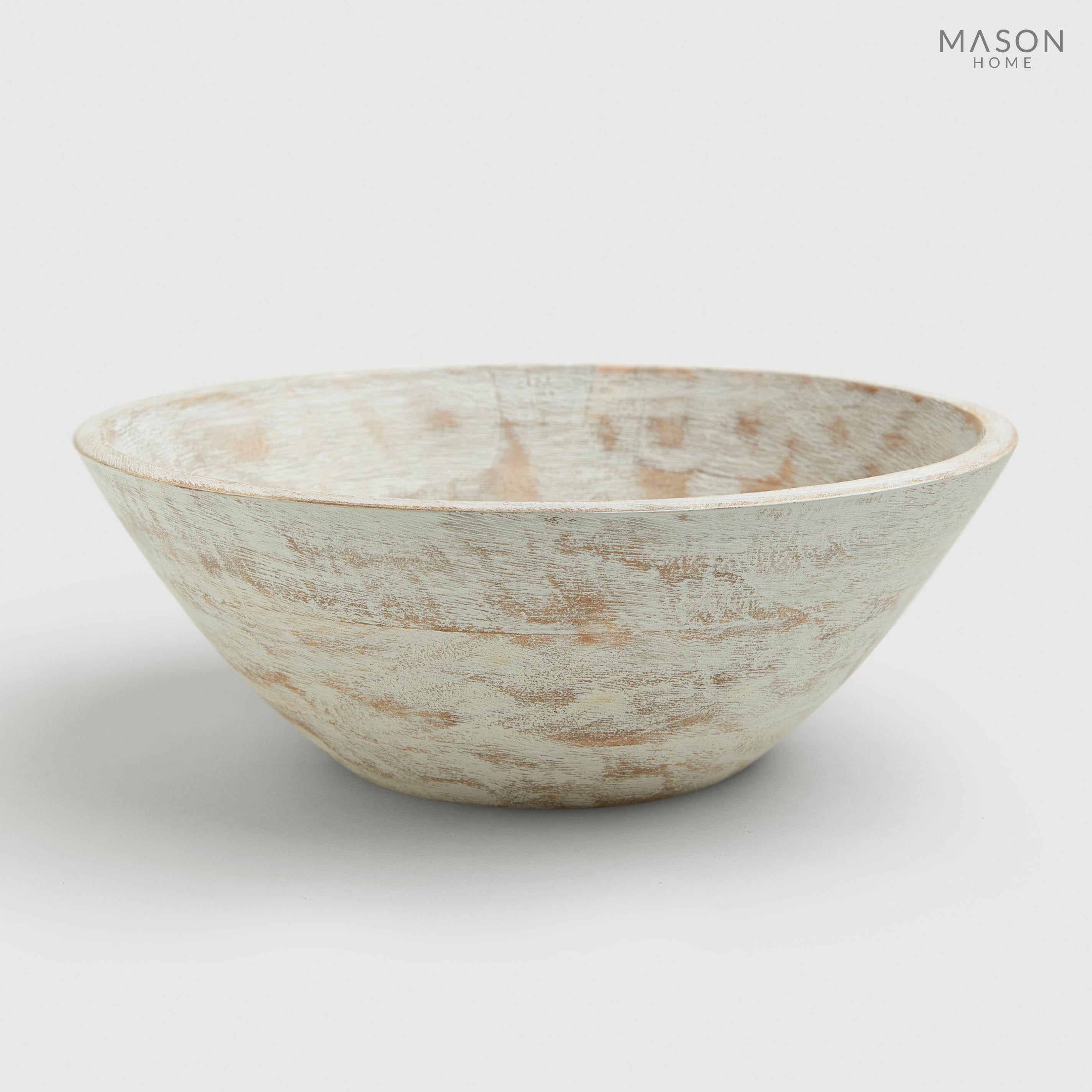 Basic Wooden 12" Bowl Kutch White