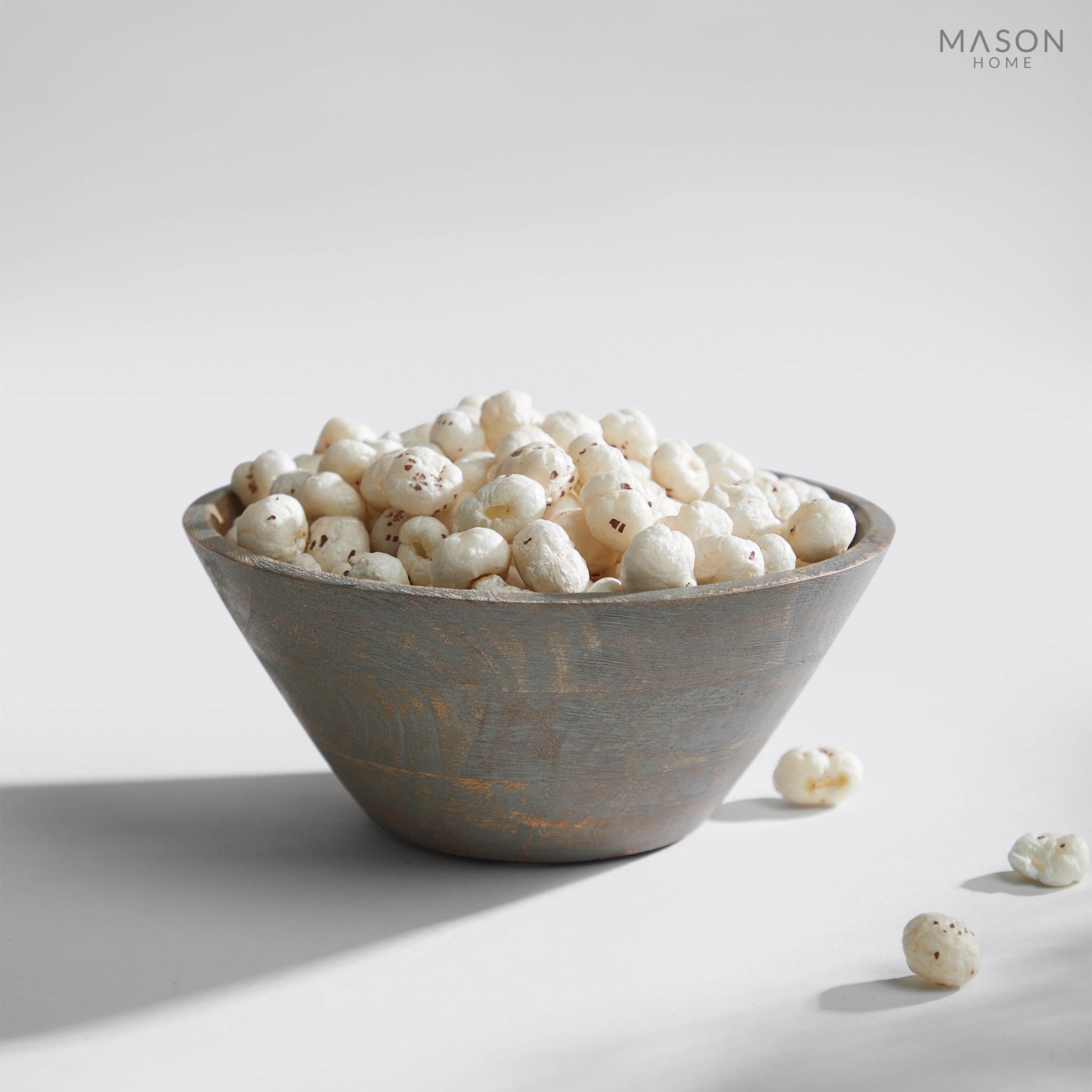 Basic Wooden 8" Bowl Manali Grey