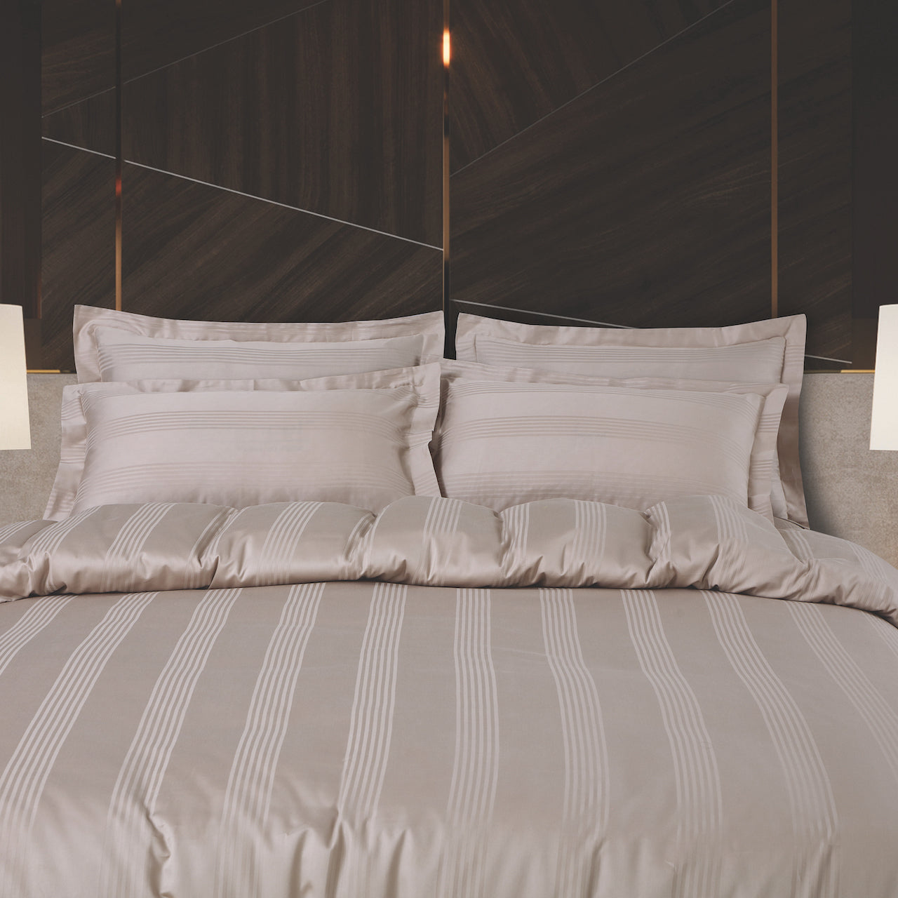 Turin Jacquard Beige Stripes Bedsheet