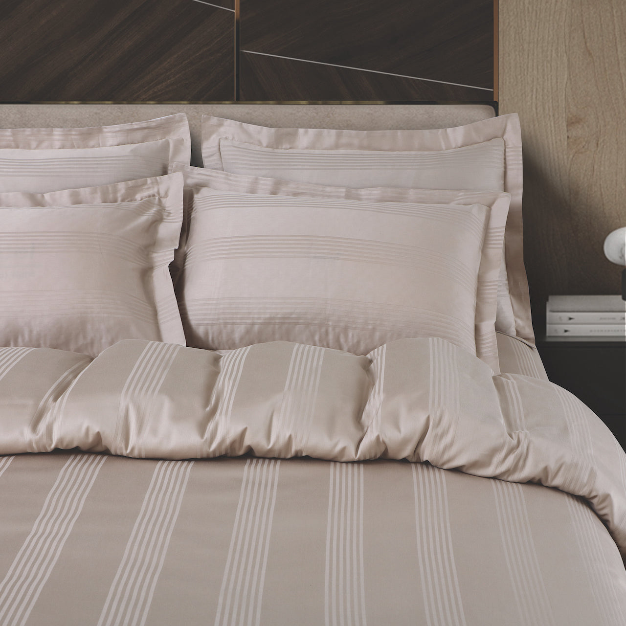 Turin Jacquard Beige Stripes Bedsheet