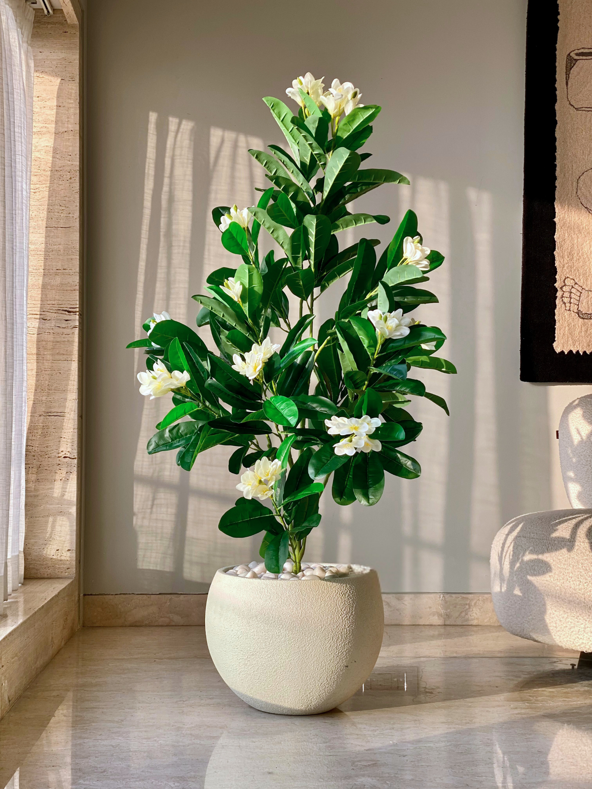 Artificial Ivory Frangipani Plant -  5 Feet
