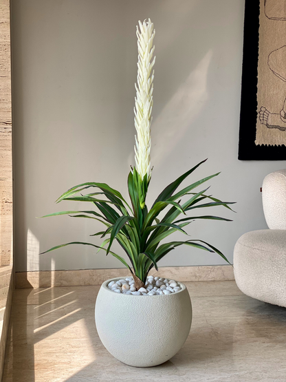 Artificial White Dragon Flower Plant - 4 Feet