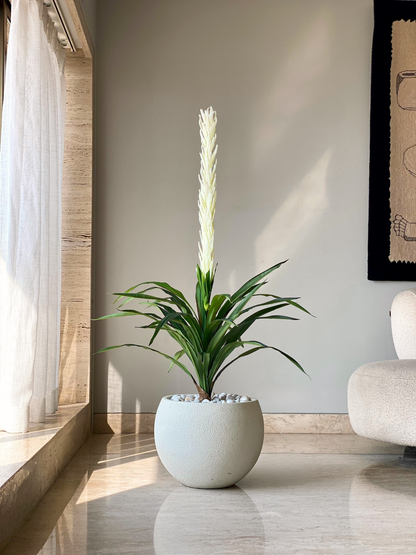 Artificial White Dragon Flower Plant - 4 Feet