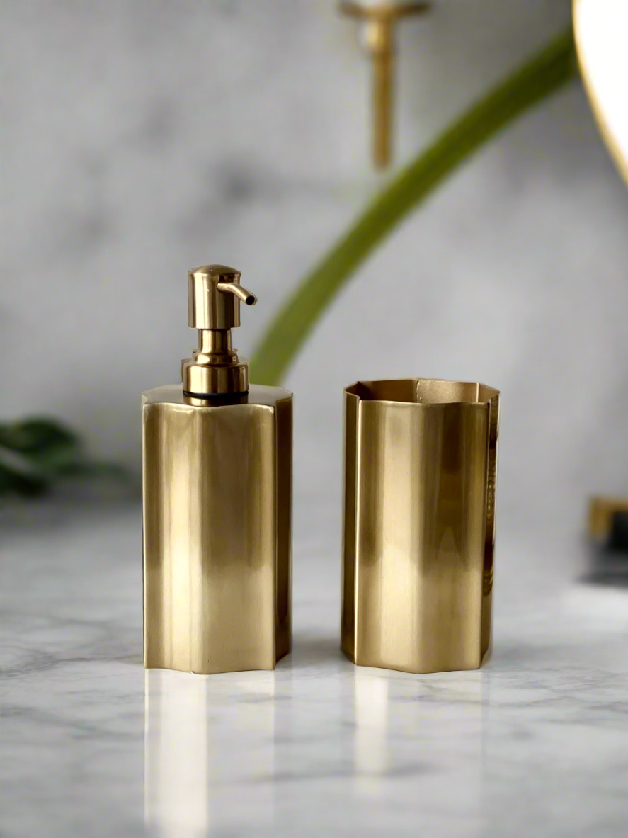 Stallion Lacquered Gold Bathroom Set - (Set of 2)