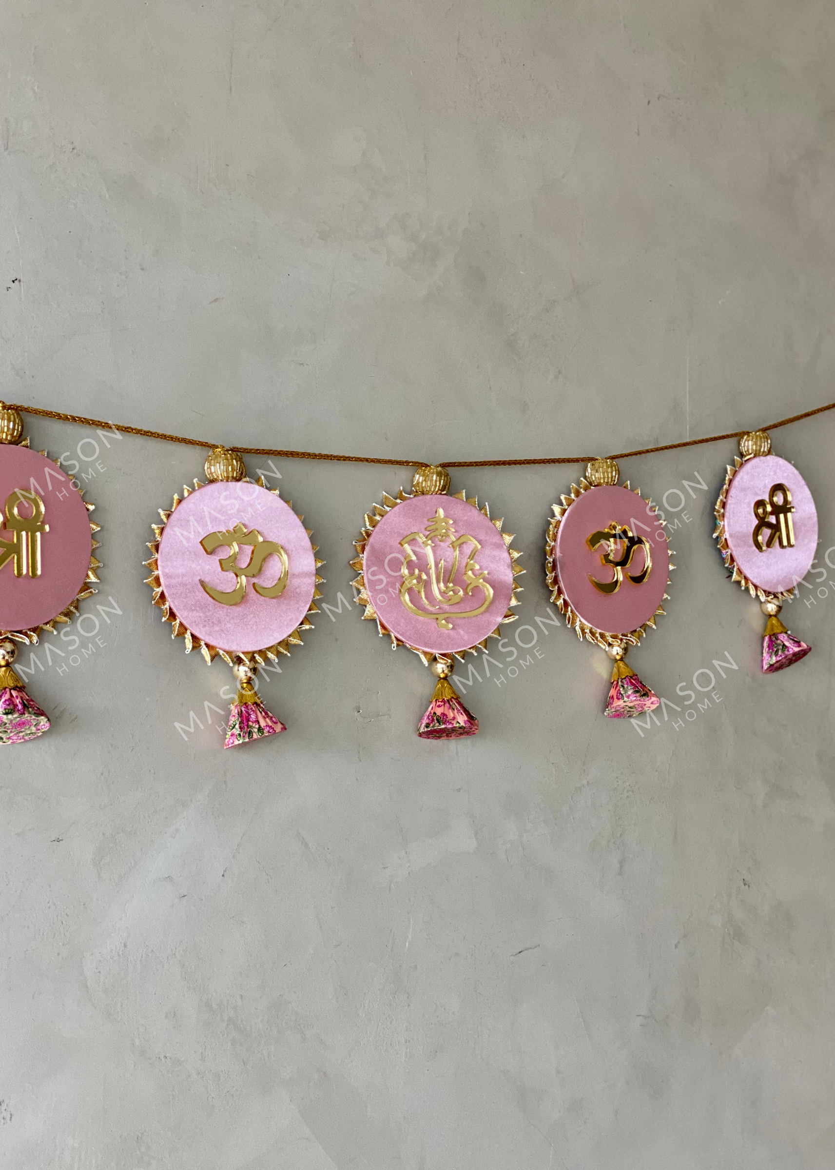Festive Shubh Rang Reversible Toran - Pink &amp; Blue