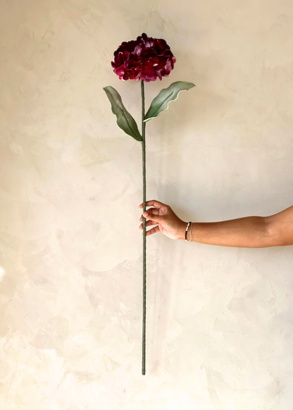 Artificial Hydrangea Flower Stem - Fuchsia Ombre (One Stem)