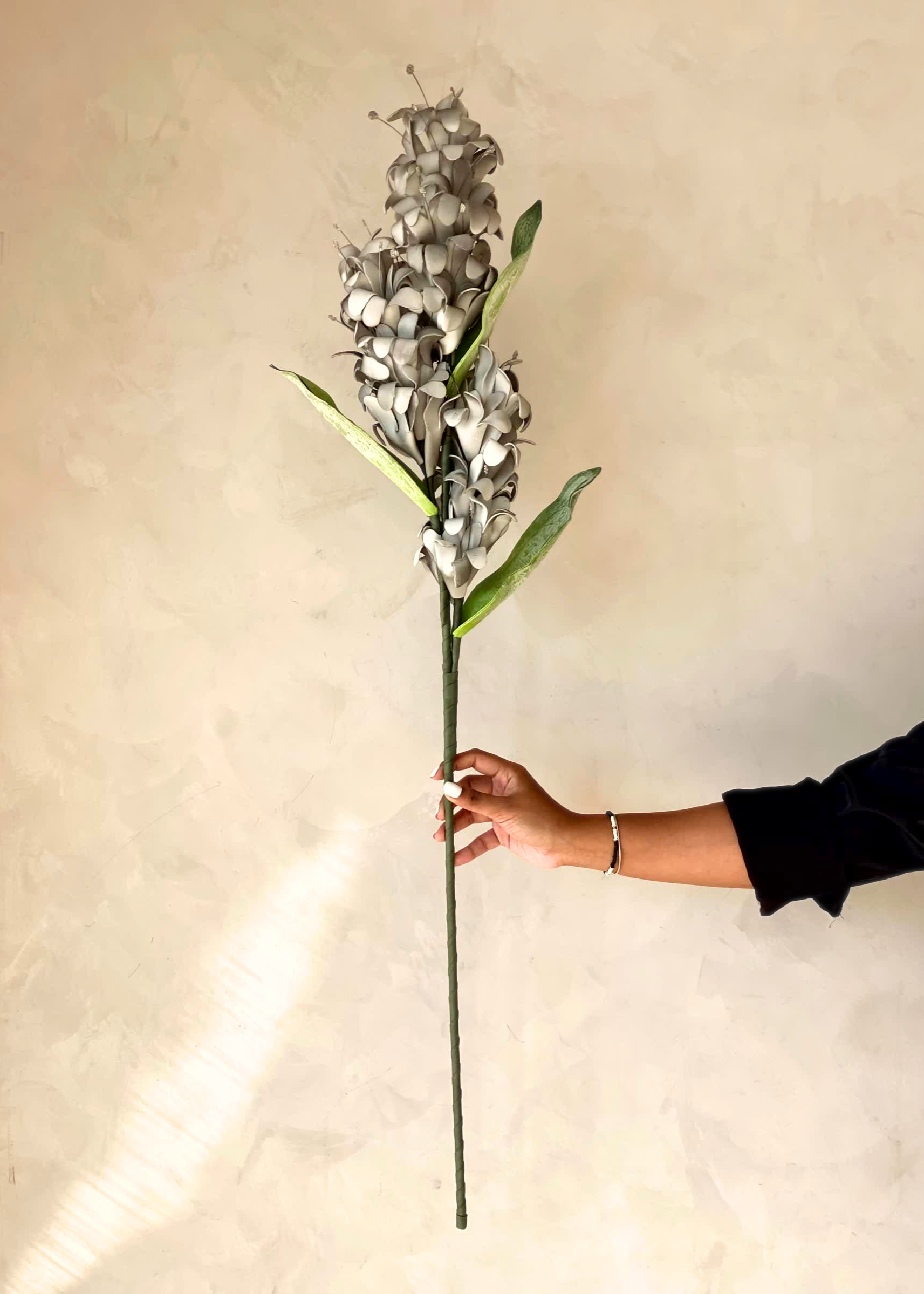 Artificial Madonna Lily Flower Stem - Grey Ombre (One Stem)