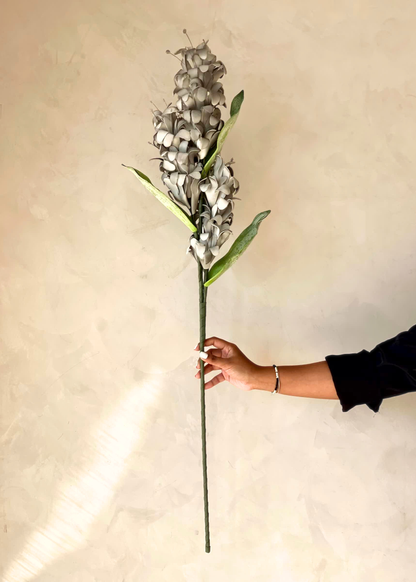 Artificial Madonna Lily Flower Stem - Grey Ombre (One Stem)