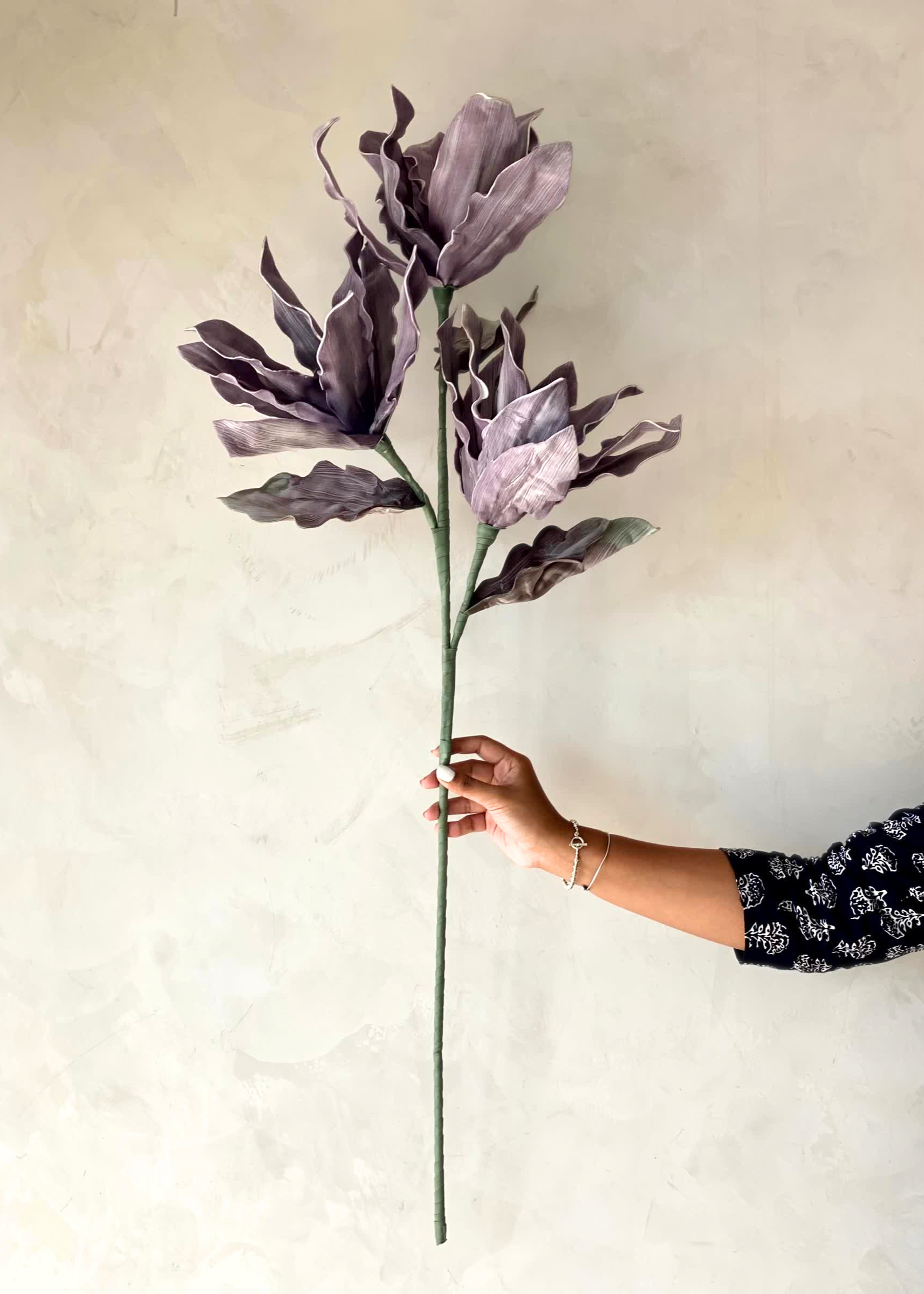 Artificial Magnolia Flower Stem -  Lavender Ombre (One Stem)