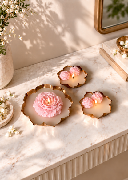 Blush Bloom Gold Urli Candle Gift Set of 3