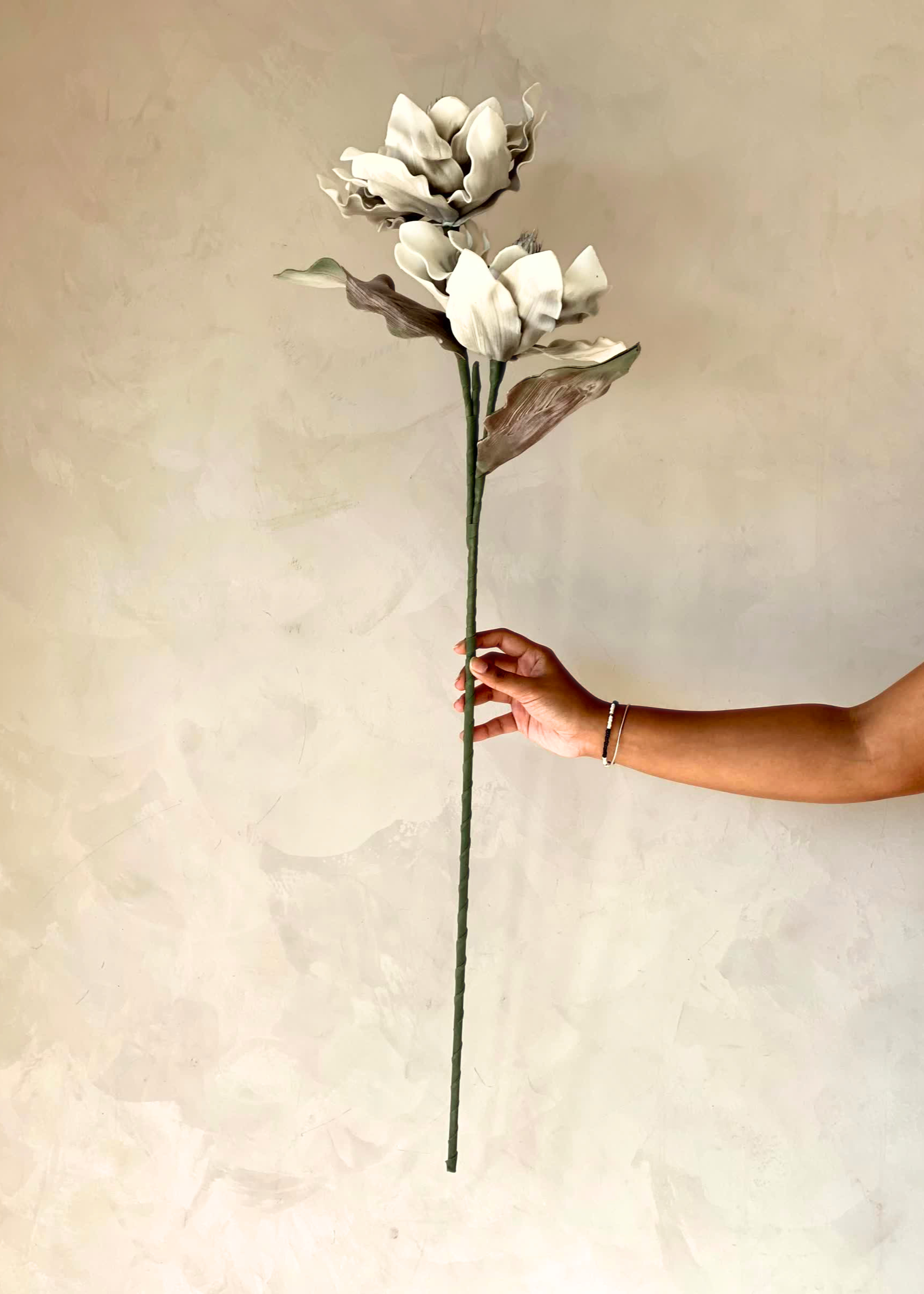 Artificial Dahlia Flower Stem  -  Grey Ombre (One Stem)