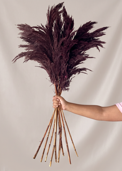 Artificial Feather Pampas Bunch - Burgundy