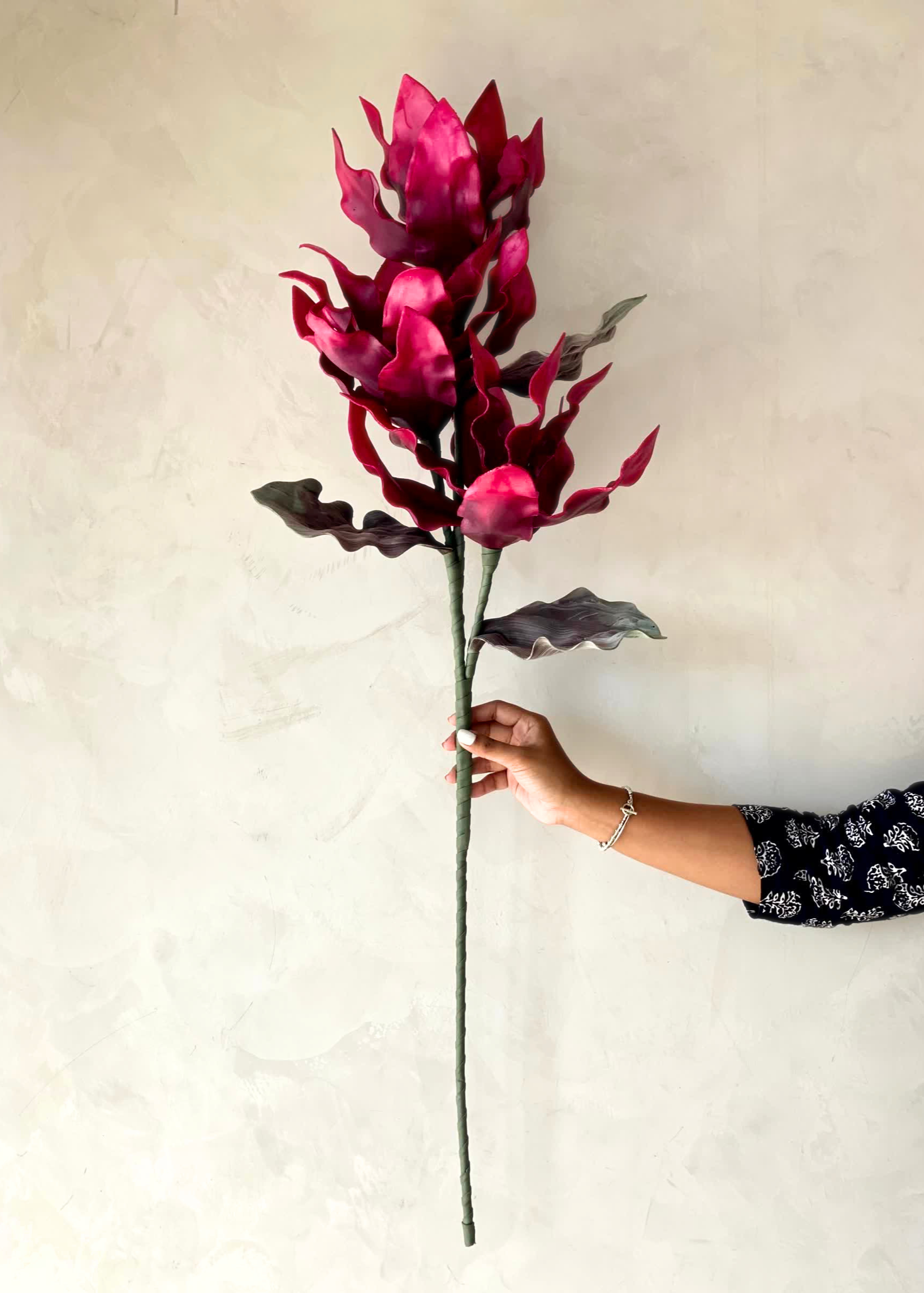 Artificial Magnolia Flower Stem -  Magenta Ombre (One Stem)