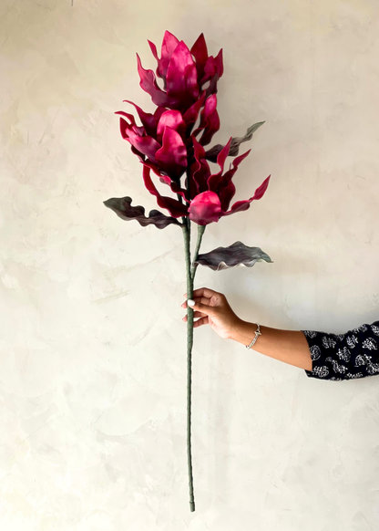 Artificial Magnolia Flower Stem -  Magenta Ombre (One Stem)
