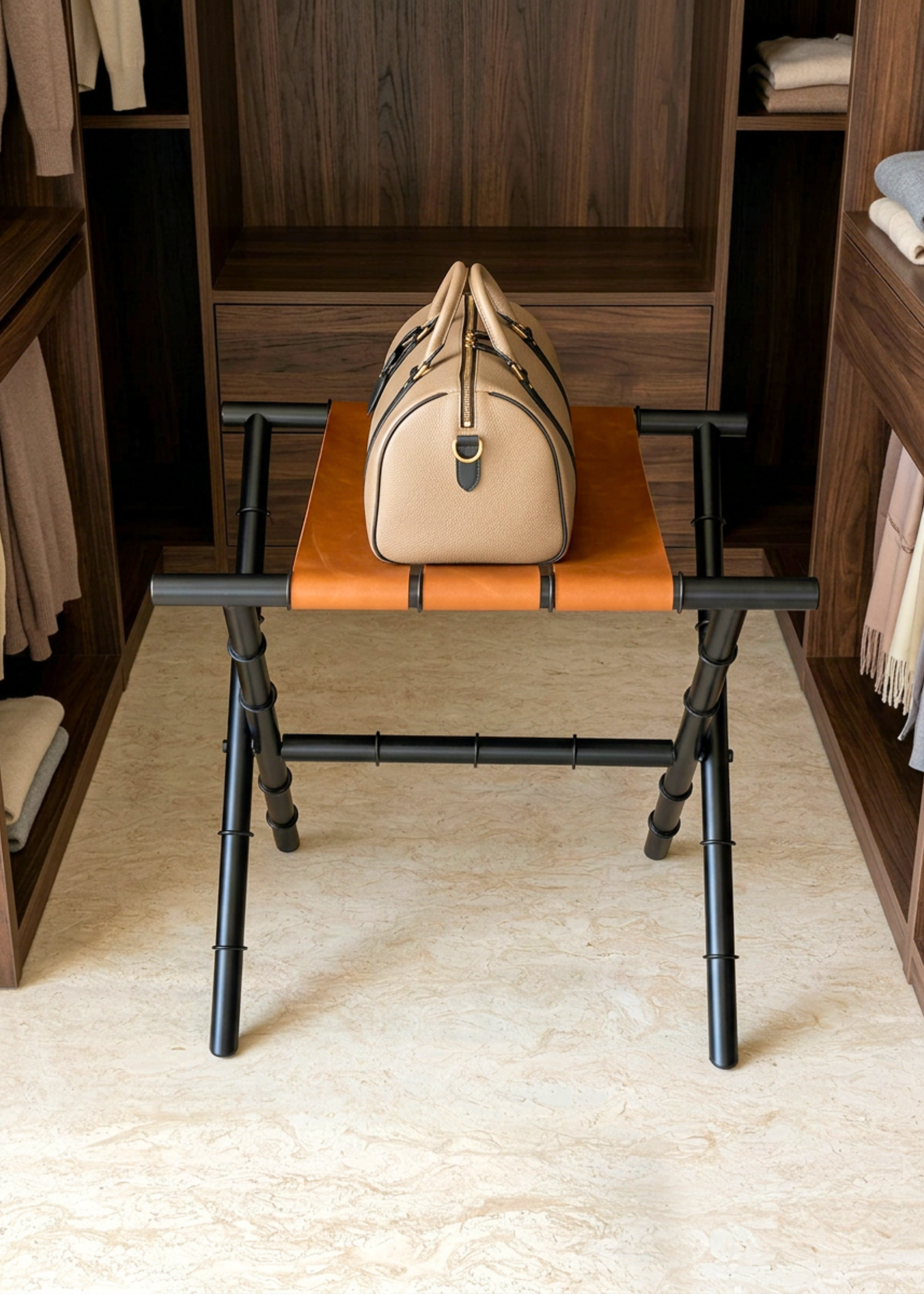 Naples Tan Foldable Luggage Rack