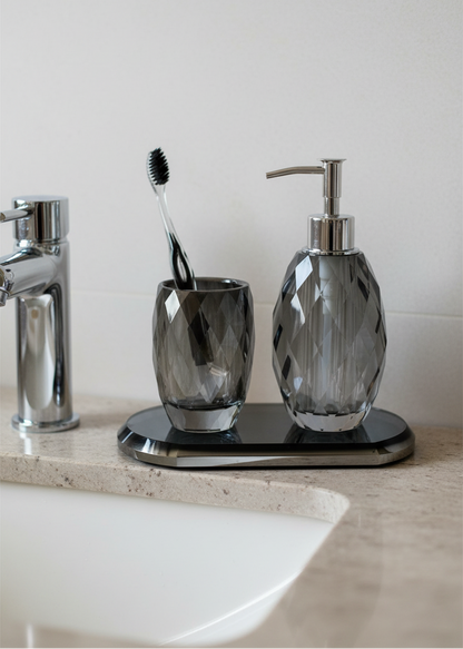 Sundrop Crystal Bathroom Set - Black (Set of 3)
