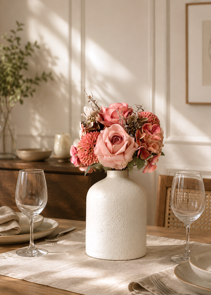 Artificial Blush Rose Bunch