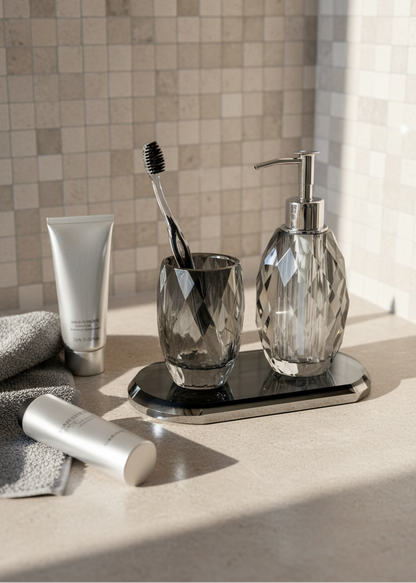 Sundrop Crystal Bathroom Set - Black (Set of 3)