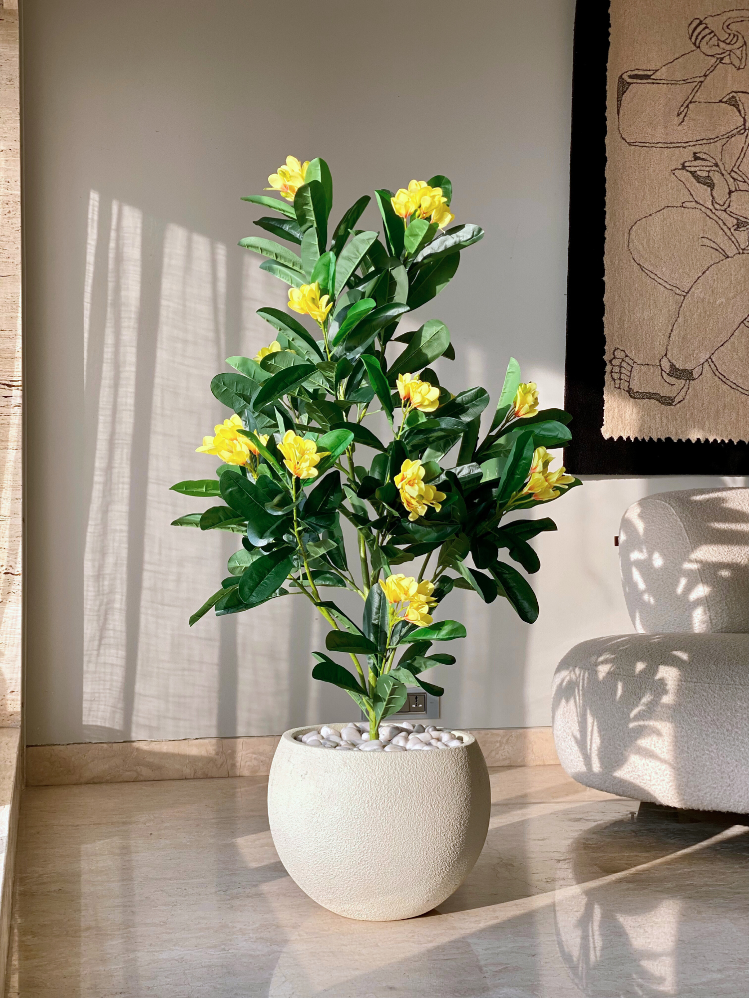 Artificial Yellow Frangipani Plant - 5 Feet