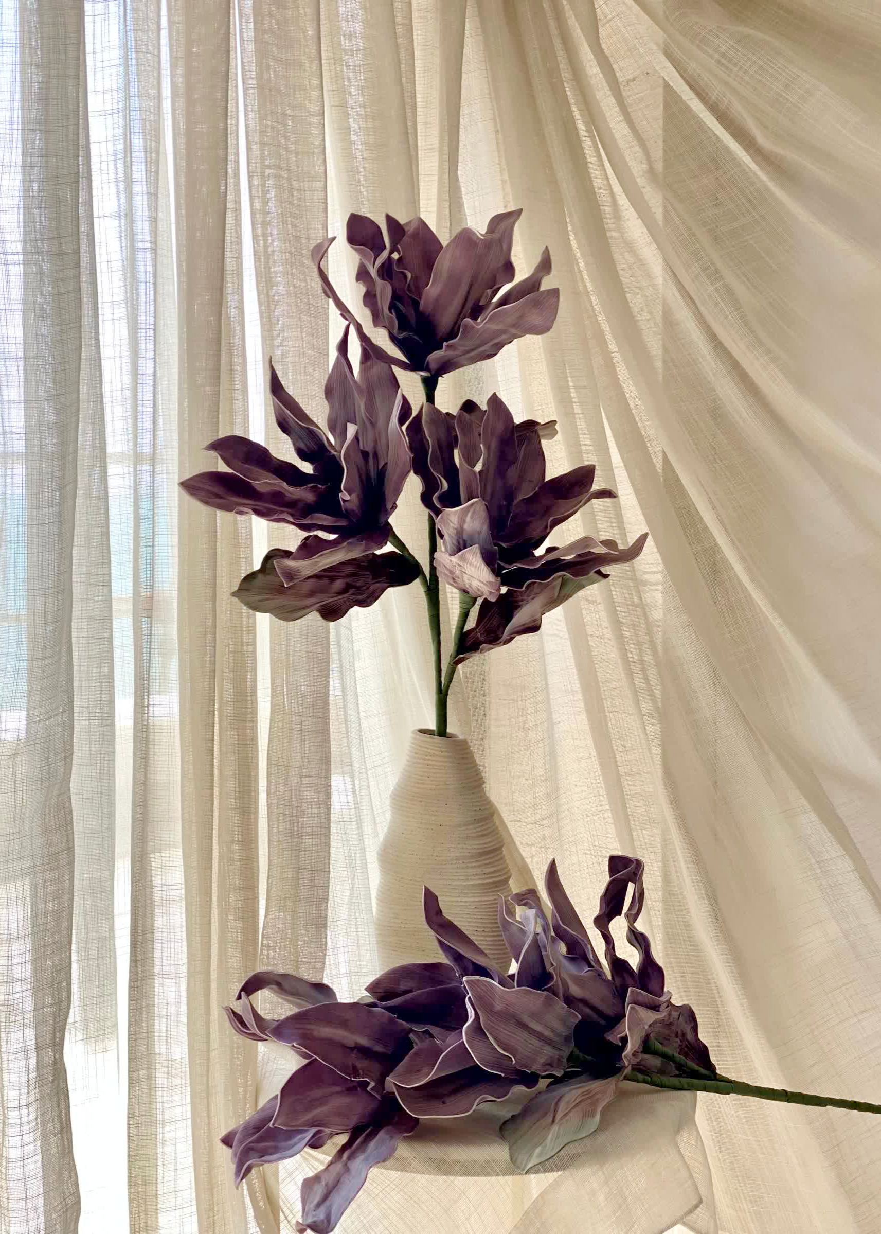 Artificial Magnolia Flower Stem -  Lavender Ombre (One Stem)