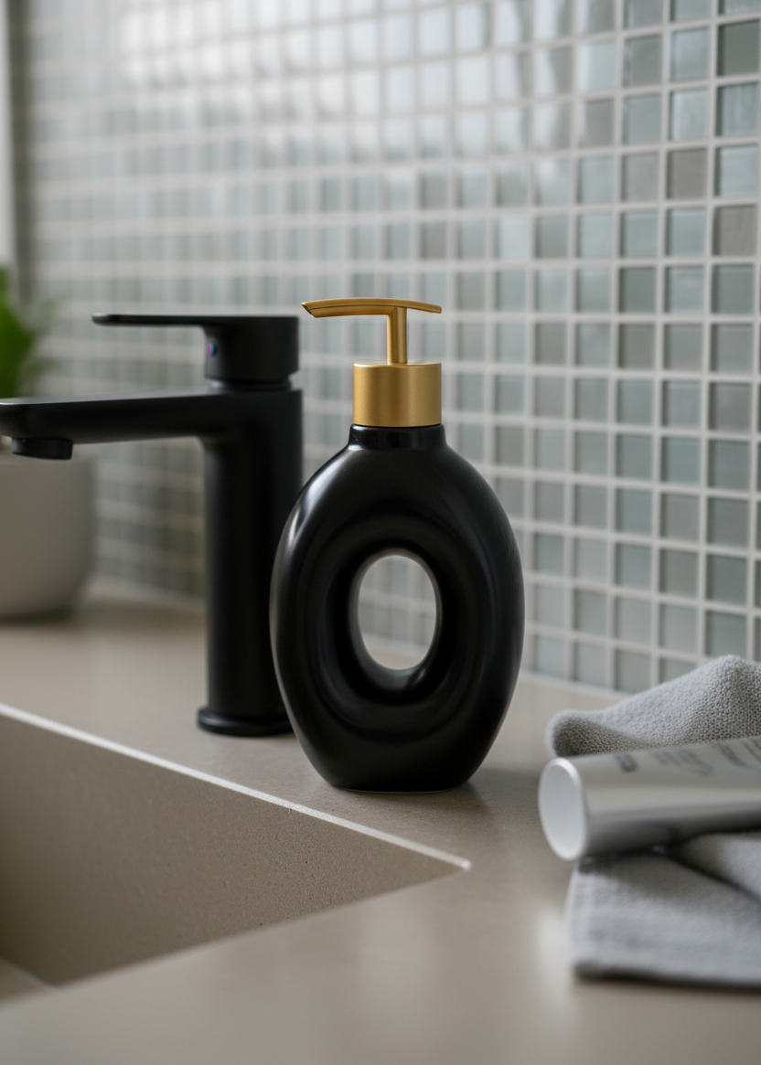 Orb Hollow Bathroom Dispenser - Black