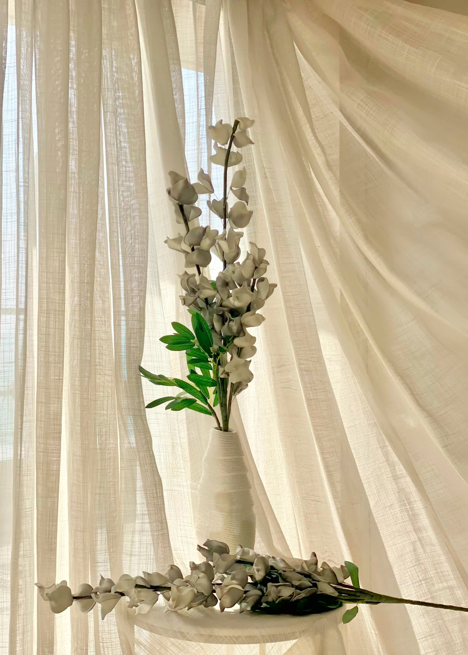 Artificial Dragon Flower Stem - Grey Ombre (One Stem)