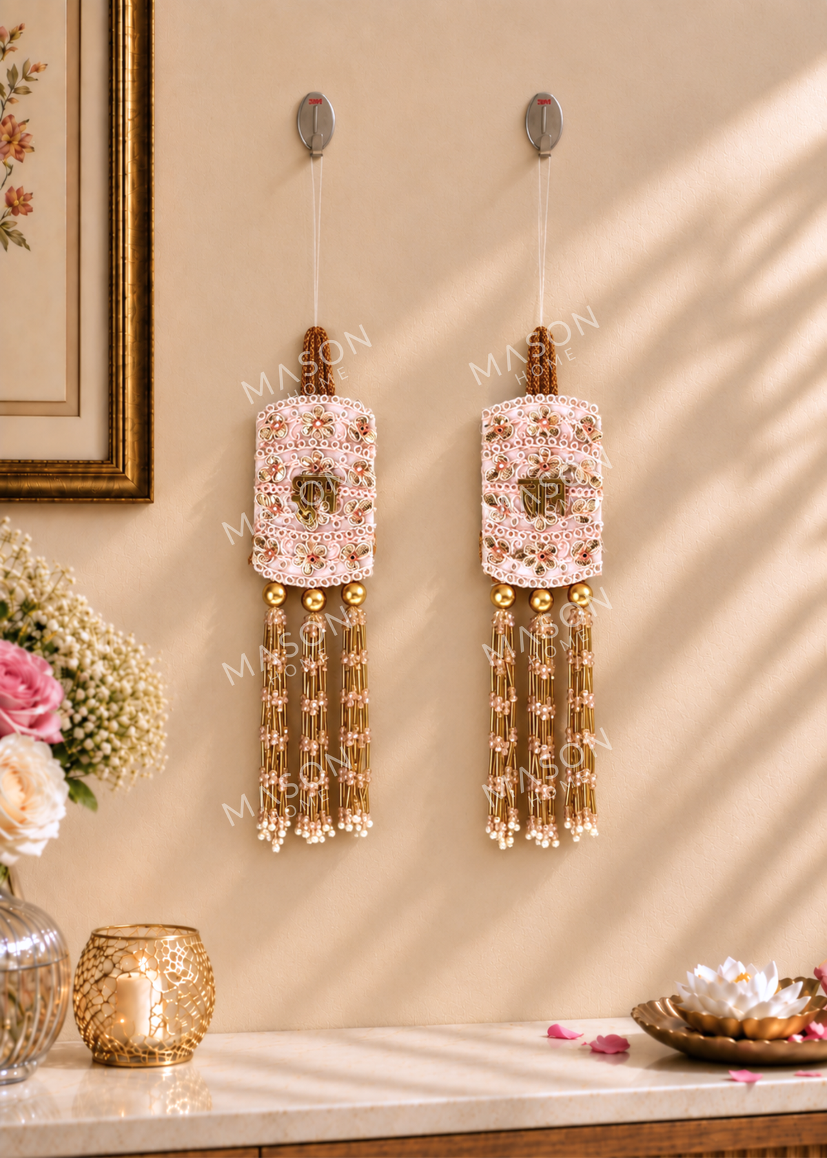 Festive Golden Pearl Shubh Labh - Set of 2