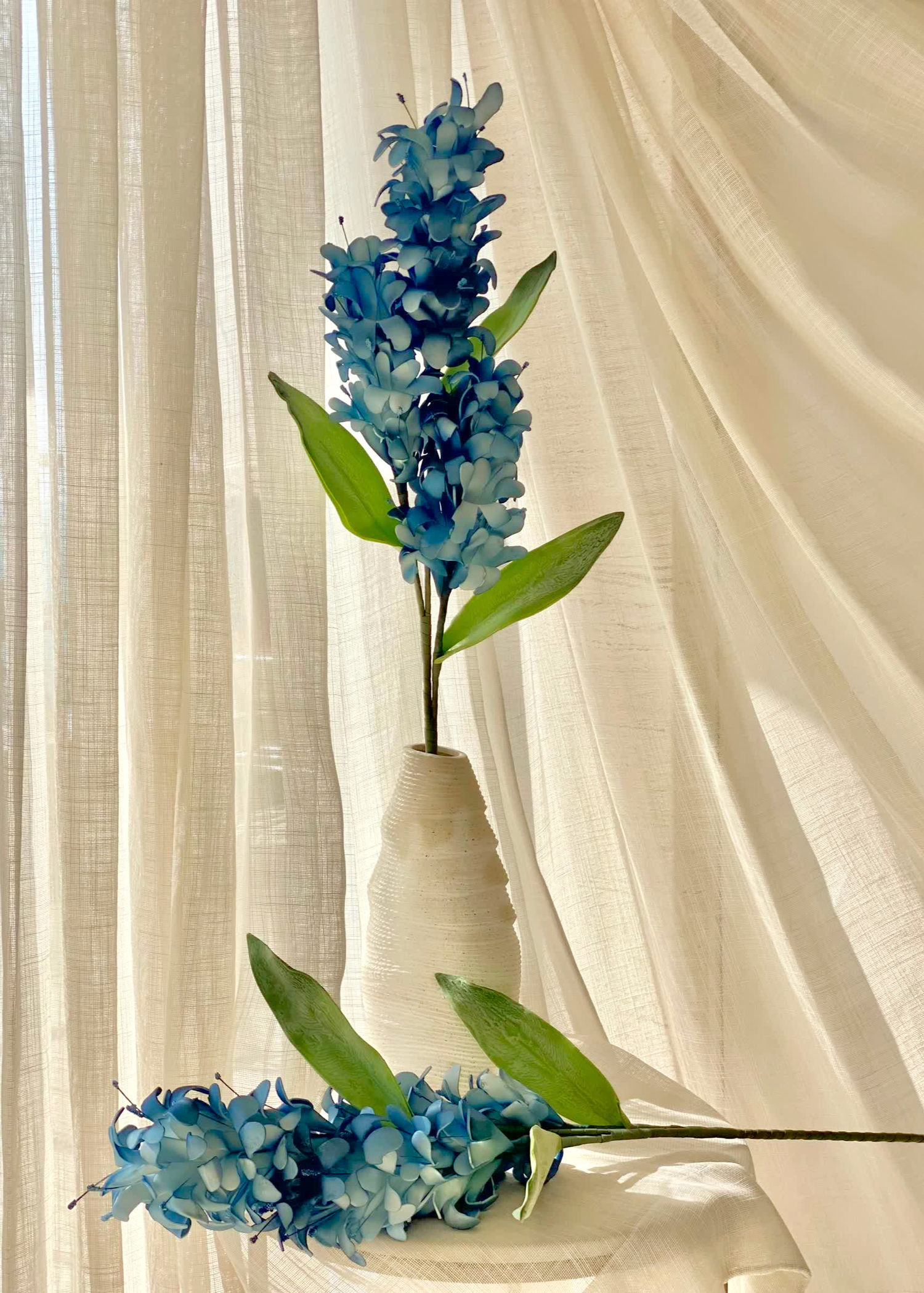 Artificial Madonna Lily Flower Stem - Blue Ombre (One Stem)