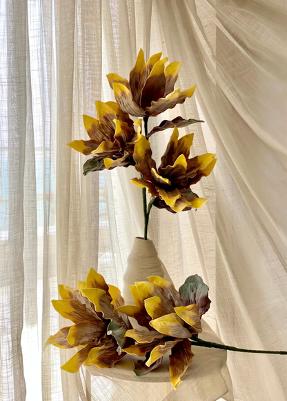 Artificial Magnolia Flower Stem -  Amber Ombre (One Stem)