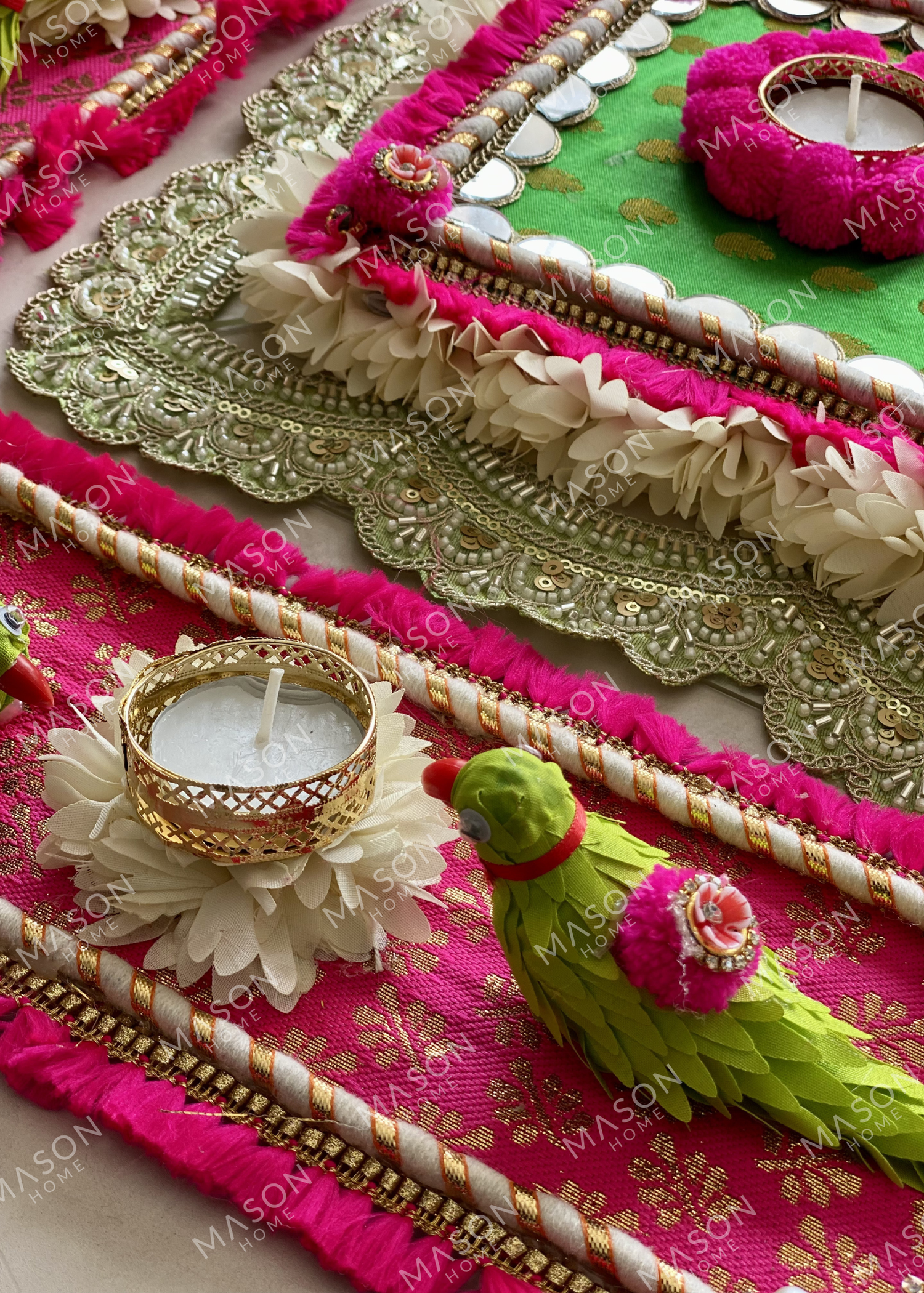 Festive Parrot Diya Rangoli