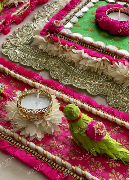 Festive Parrot Diya Rangoli