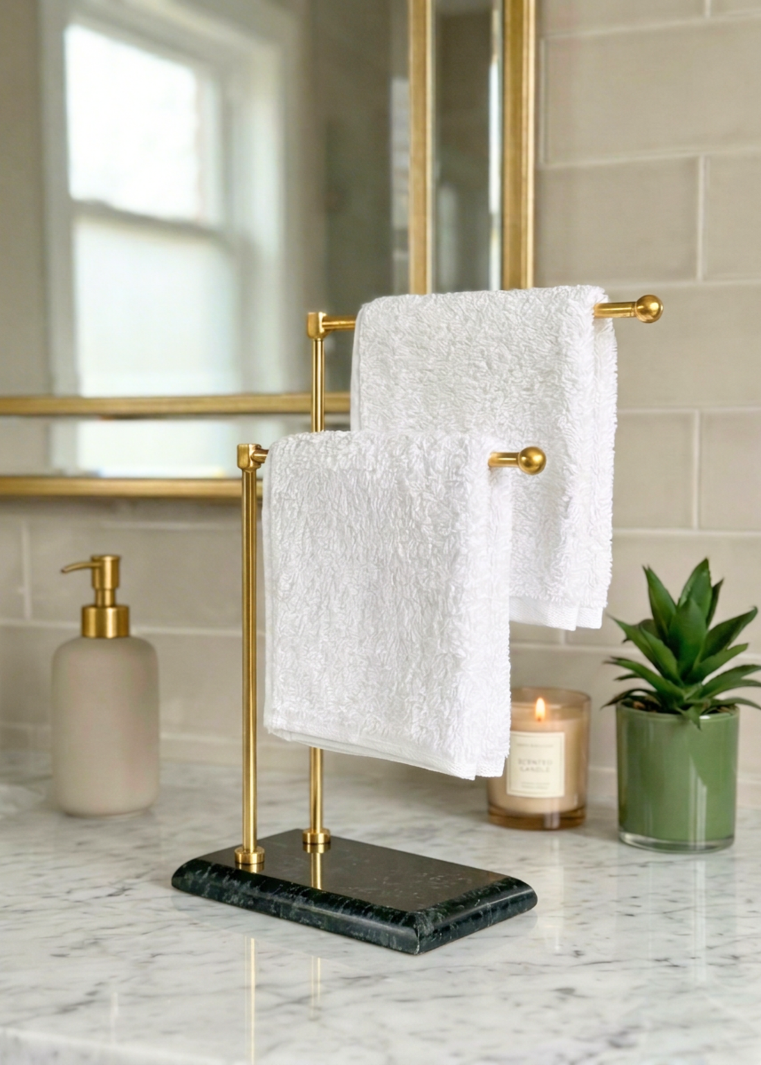 Melrose Hand Towel Stand - Black &amp; Gold