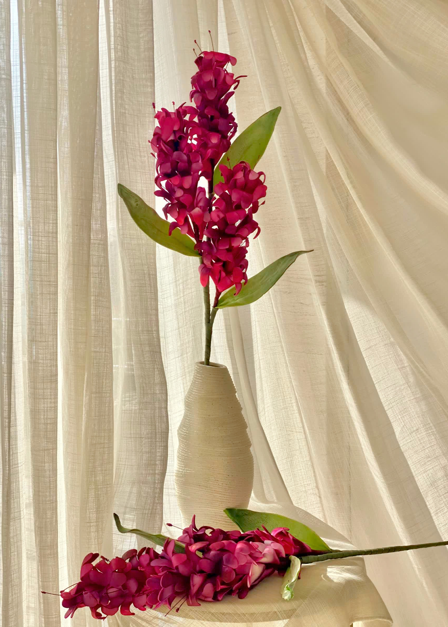 Artificial Madonna Lily Flower Stem - Fuchsia Ombre (One Stem)