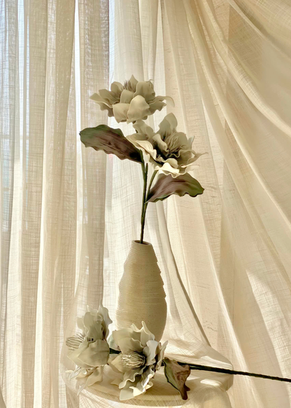 Artificial Dahlia Flower Stem  -  Grey Ombre (One Stem)