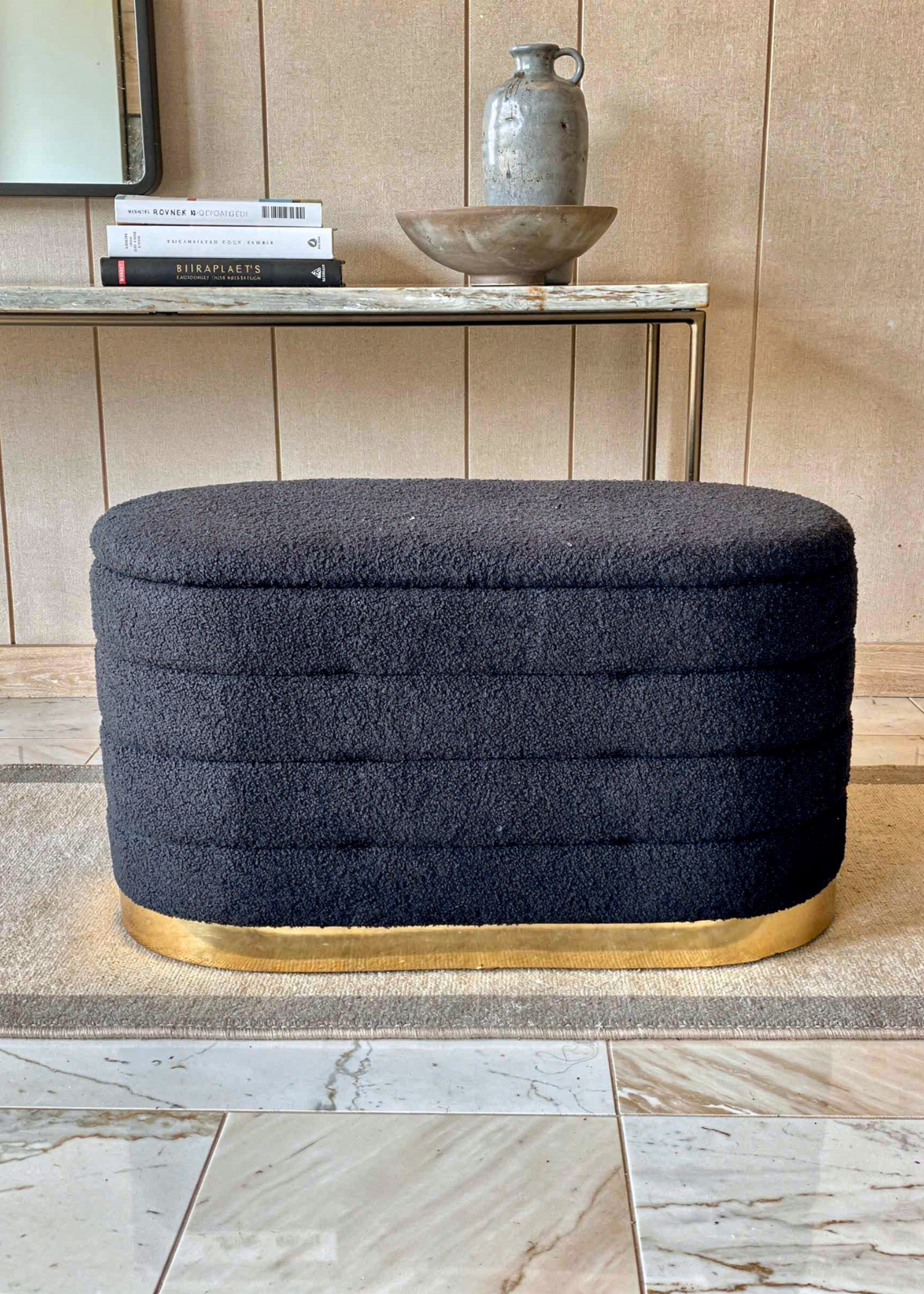 Cloud Boucle Storage Pouffe Set - Black