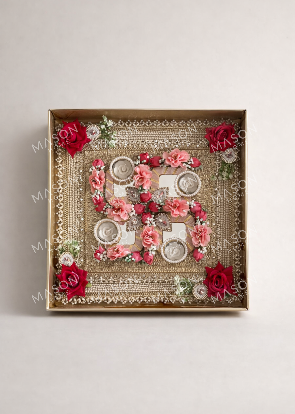 Festive Rose Blossom Grace I Artificial Rangoli