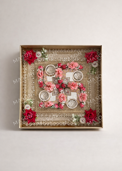 Festive Rose Blossom Grace I Artificial Rangoli