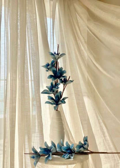 Artificial Lily Magnolia Flower Stem - Blue Ombre (One Stem)