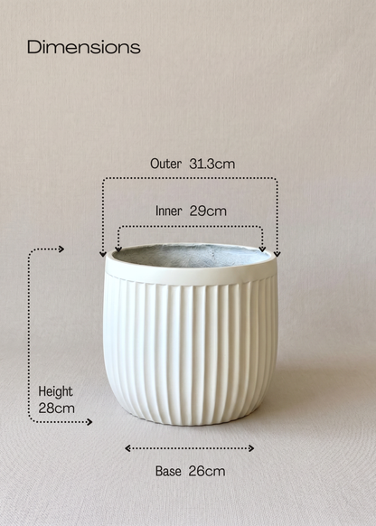 Valen Ribbed Planters - Ivory