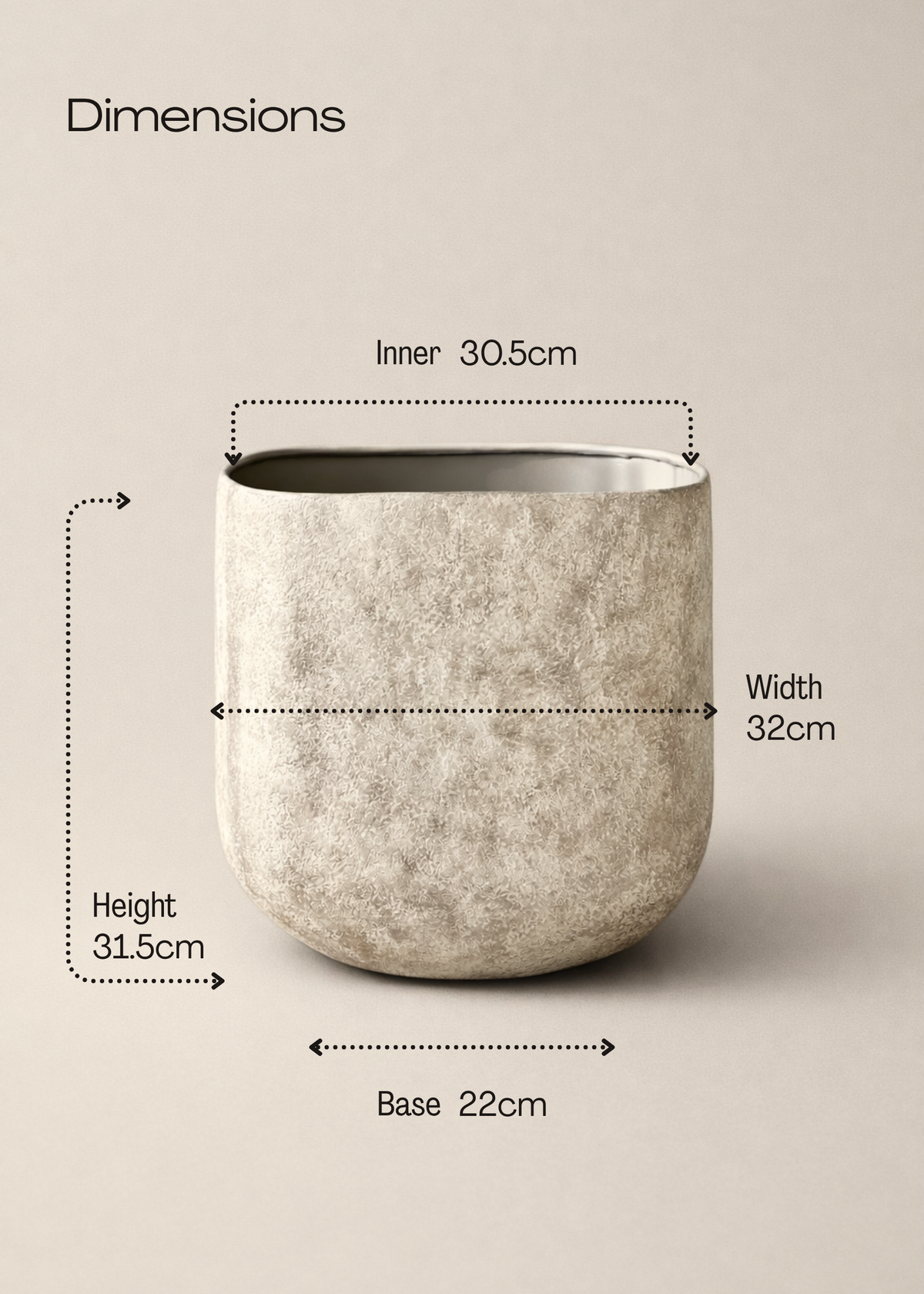 Veranda Square Planters  - Rustic Ivory
