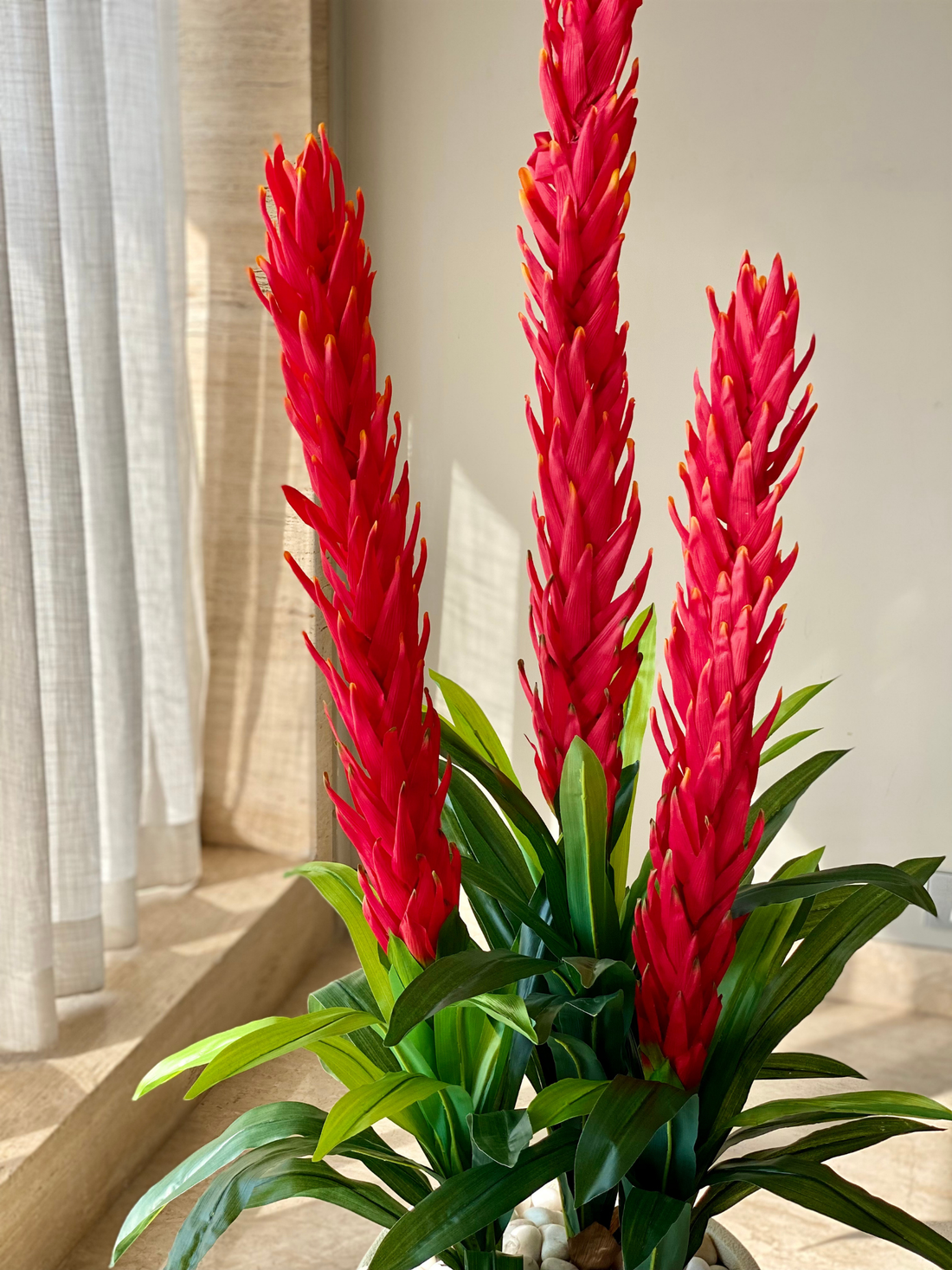 Artificial Red Trio Dragon Flower Plant - 4 Feet