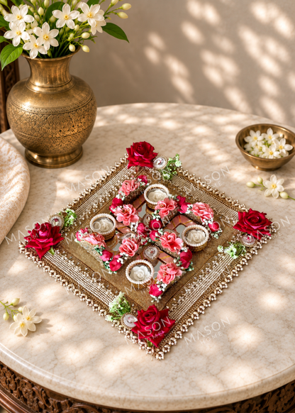 Festive Rose Blossom Grace I Artificial Rangoli