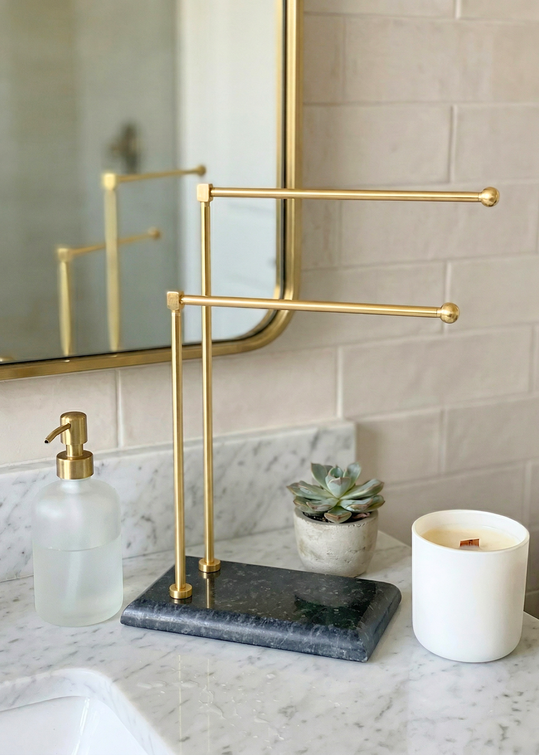 Melrose Hand Towel Stand - Black &amp; Gold