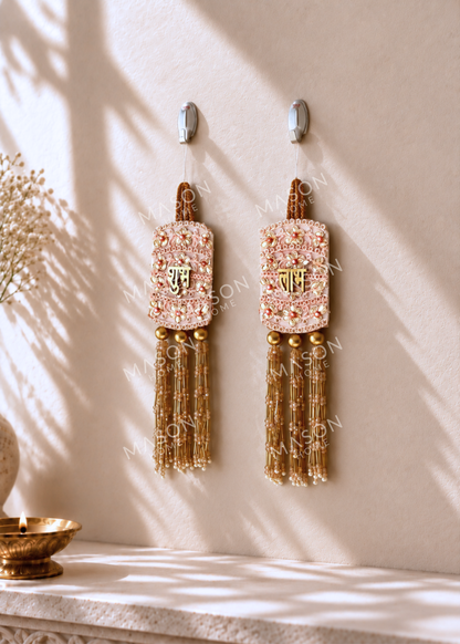 Festive Golden Pearl Shubh Labh - Set of 2