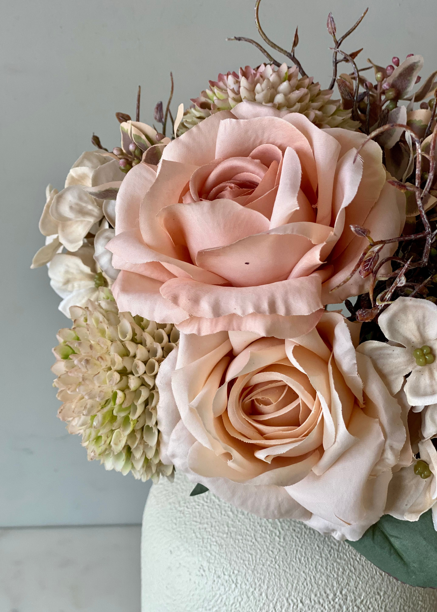 Artificial Peach Rose Bunch
